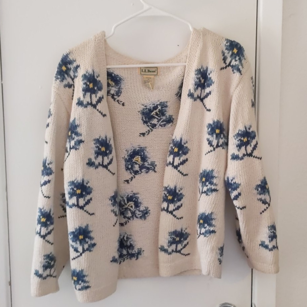 LL Bean Floral Cardigan